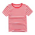 thumbnail image 1 of Bxsruta Girls Shirts, Children's Summer Stripe Print Recreational Sports Short Sleeved Round-Neck Blouse T-shirt for Kids, Watermelon Red 3-4Years, 1 of 6