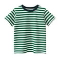 thumbnail image 1 of Bxsruta Girls Shirts, Children's Summer Striped Round Neck Top Short Sleeved T-shirt, White 7-8Years, 1 of 4