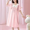 thumbnail image 1 of Bxsruta Girls' Short Sleeve Ruffle Home Dress, Comfortable Round Neck Design for Relaxed Wear, Daily Leisure, and Photography, Soft Fabric, 1 of 7