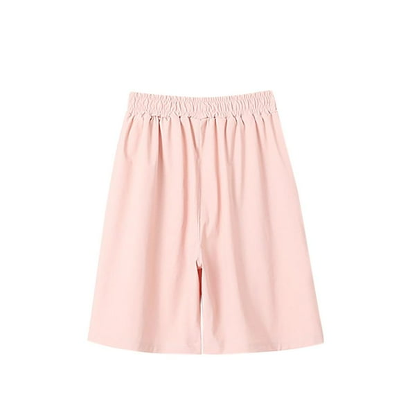 Bxsruta Girls Shorts, Solid Color Children's Sports Shorts Summer Drying Shorts Ice Silk Boy Pant, Pink 9 Years