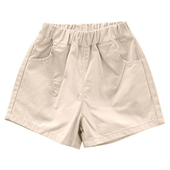 Bxsruta Girls Shorts, Toddler Kids Girls Boys Casual Spring Summer Solid Color Pockets Children's Shorts, Beige 2 Years