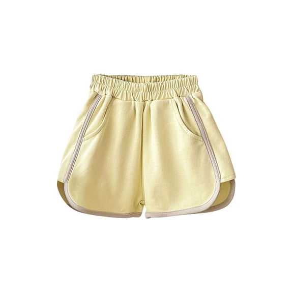 Bxsruta Girls Shorts, Toddler Kids Girls Fashion Solid Color Cute Summer Leisure Pants Shorts, Yellow 12 Months