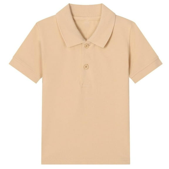 Bxsruta Girls T Shirts, Children's Solid Color Lapel Short Sleeved T-shirt Mid Size Children's Casual Top, Khaki 11 Years