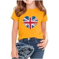 thumbnail image 1 of Bxsruta Girls T Shirts, Summer and Spring British National Flag Printed Fashion Children's Round Neck Short Sleeve School Blouse Printed T-shirt Shirt, Yellow 3 Years, 1 of 5