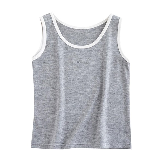 Bxsruta Girls Tank Tops, Girls' Bras Children's Vests Girls' Developmental Underwear Comfortable and Breathable Vests Underwear, Gray 7 Years