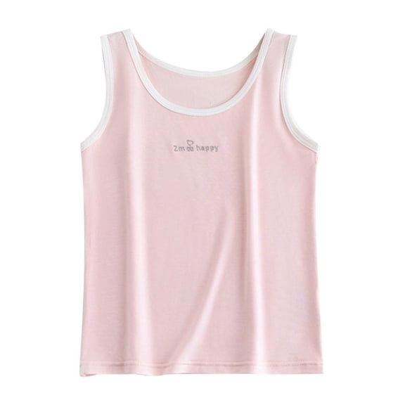 Bxsruta Girls Tank Tops, Girls' Bras Children's Vests Girls' Developmental Underwear Comfortable and Breathable Vests Underwear, Pink 7 Years