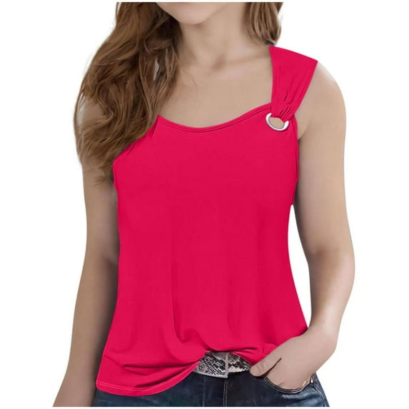 Bxsruta Girls Tank Tops, Girls' Casual Solid Color Sleeveless Camisole Round Neck Top, Hot Pink 170