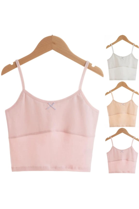 Girls Wirefree Training Bra 8-12 Years Cotton Comfortable Breathable First Youth Bra Lightly Lined Teenager Bra Tween Bras for Girls Development Period Daily Wear