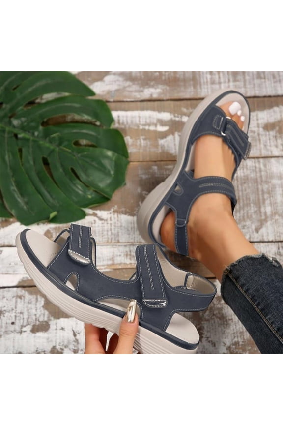 Hook-and-Loop Adjustable Sport Sandals with Shock-Absorbing Sole, Versatile Outdoor Footwear for Active Women