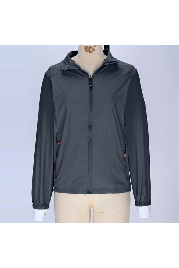 Jacket for Women, Women's Lightweight Uv Protection Shacket, Long Sleeve Stand Collar Windbreaker, Spring Nylon Layer for Travel and Daily Commute