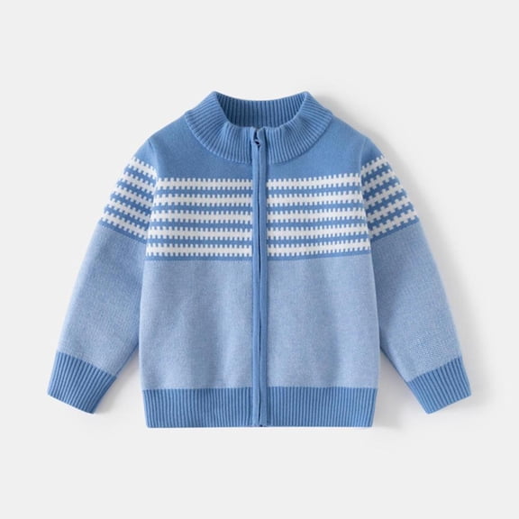 Bxsruta Jacket for Boys, Boys Striped Knit Zipper Jacket, Soft Long Sleeve Casual Outerwear Top