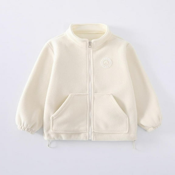 Bxsruta Jacket for Girls, Boys' and Girls' Fleece Jacket with Lining Thickened and Lined Warm with Fleece Lining Casual Stylish Top