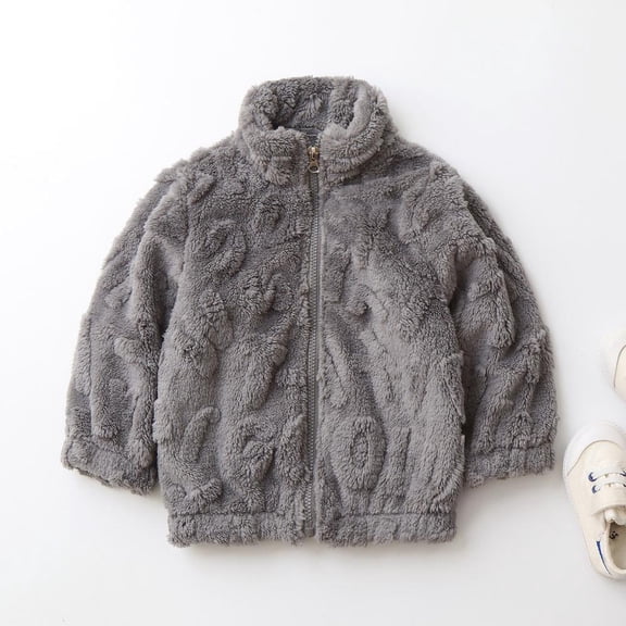 Bxsruta Jacket for Girls, Children's Long Sleeve Fleece-Lined Zippered Jacket, Warm Stand Collar Outerwear