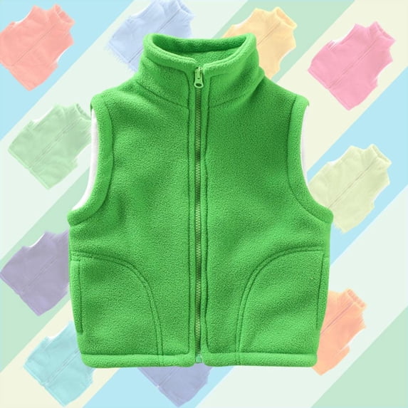 Bxsruta Jacket for Girls, Children's Winter Solid Color Thick Fleece Stand Up Tie with Zipper for Outerwear Warm Tank Top