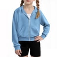 thumbnail image 1 of Bxsruta Jacket for Girls, Girls Zip Up Cropped Hoodies Long Sleeve Casual Sweatshirts Jacket with Pockets 4-12 Years, 1 of 8