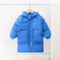 thumbnail image 1 of Bxsruta Jacket for Girls, Hooded Long Sleeve Thickened Puffer Jacket for Kids, Medium Long Length Casual Winter Coat, 1 of 7