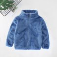 thumbnail image 1 of Bxsruta Jacket for Girls, Kids Solid Color Fleece Full Zip Jacket, Long Sleeve Casual Plush Outerwear Top, 1 of 4