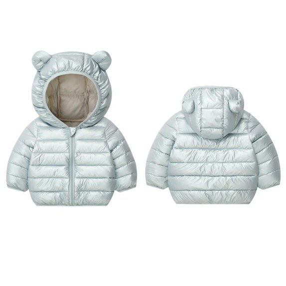 Bxsruta Jacket for Girls, Kids' Winter Fleece-Lined Zip Jacket with Faux Fur Hood, Elastic Cuff Thermal Coat