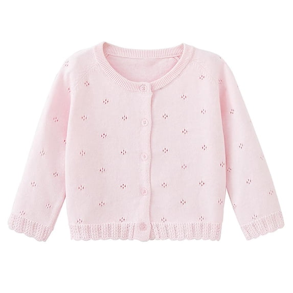 Bxsruta Jacket for Girls, Toddler Knit Cotton Cardigan, Lightweight Button Front Lace-Style Cover-Up for Layering