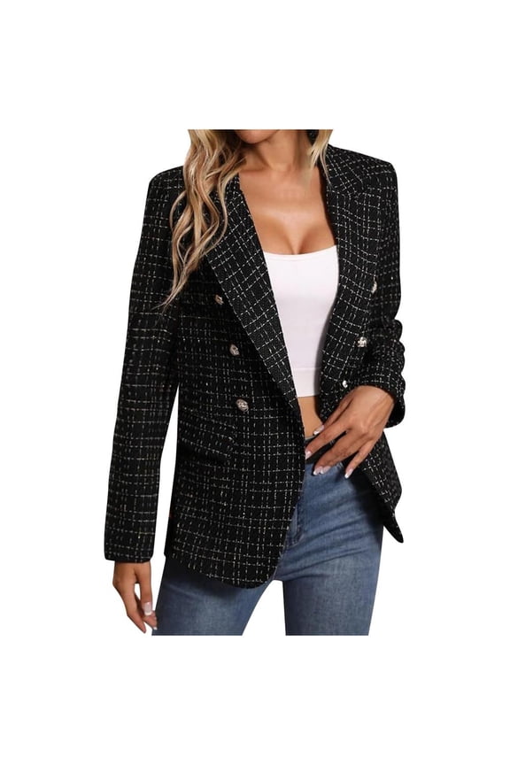 Jacket for Women, Classic Fit Women's Long Sleeve Wool Blend Blazer, Single-Breasted Casual Suit Jacket for Office Wear
