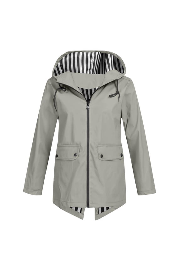 Jacket for Women, Women's Outerwear Outdoor Hooded Parka, Women's Packable Trail Running Raincoat with Snap Sleeves
