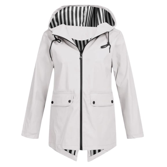 Bxsruta Jacket for Women, Women's Outerwear Outdoor Hooded Parka, Women's Packable Trail Running Raincoat with Snap Sleeves