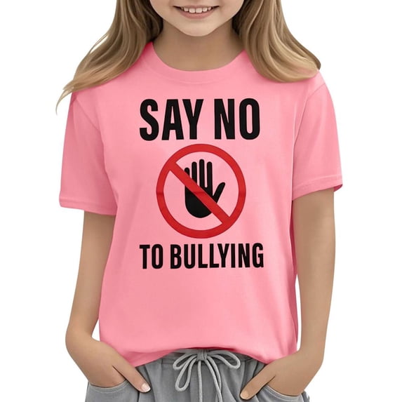 Bxsruta Kids Cotton Graphic T-Shirt Anti Bullying School Season Short Sleeve Tee
