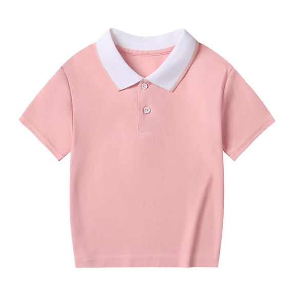 Bxsruta Kids' Short Sleeve Shirt with Turn-Down Collar, Soft Cotton Blend for Recreational Sports and Everyday Casual Wear