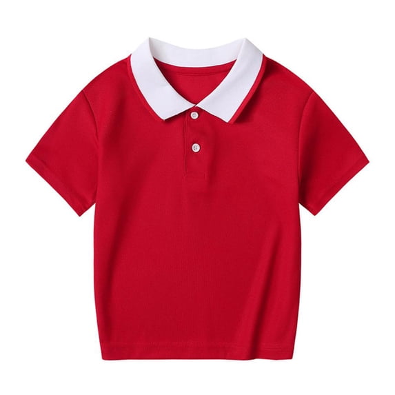 Bxsruta Kids' Short Sleeve Shirt with Turn-Down Collar, Soft Cotton Blend for Recreational Sports and Everyday Casual Wear