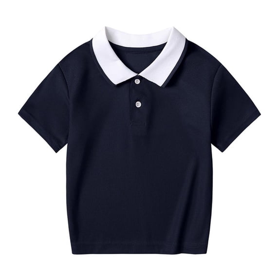 Bxsruta Kids' Short Sleeve Shirt with Turn-Down Collar, Soft Cotton Blend for Recreational Sports and Everyday Casual Wear