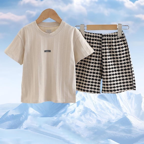 Bxsruta Kids Short Sleeve T-Shirt Shorts Set Casual Summer Outfit