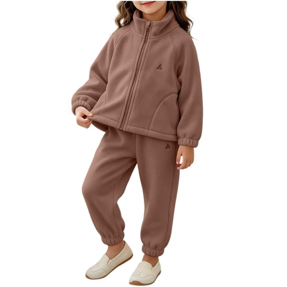 Bxsruta Kids Tracksuit Set Zip Up Jacket Jogger Pants 2 Piece Casual Outfit for Girls