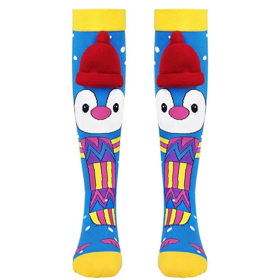 Bxsruta Knee High Socks Cartoon Penguin Print Cute Fun Long Winter Holiday Casual Hosiery