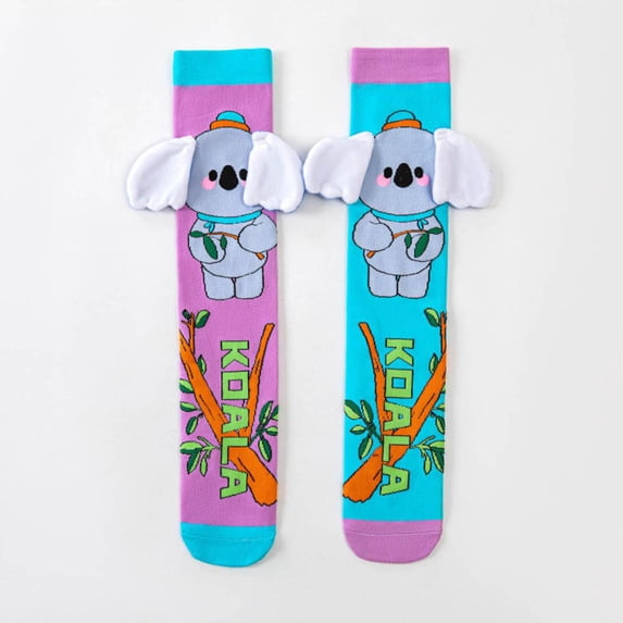Bxsruta Knee High Socks Cartoon Penguin Print Cute Fun Long Winter Holiday Casual Hosiery