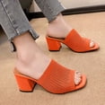 thumbnail image 1 of Bxsruta Knit Mule Heeled Slippers, Breathable Spring Summer Footwear with Supportive Thick Heel & Open Toe, 1 of 6