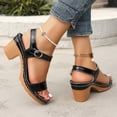 thumbnail image 1 of Bxsruta Leather Single-Strap High Heel Sandals, Adjustable Buckle Design with Reinforced Polyurethane Sole, 1 of 7
