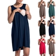 thumbnail image 1 of Bxsruta Maternity Nursing Dress Soft Breathable Stretchy V-Neck Lace Short Sleeve Pregnancy Breastfeeding Gown for Labor Delivery Postpartum, 1 of 8