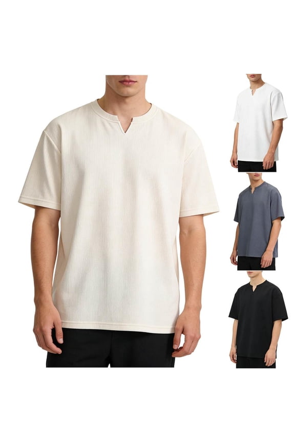 Men'S Breathable Loose Fit V-Neck T-Shirt for Casual and Active Wear, Made of Soft Polyester Fabric, All-Season Comfort in Extended, 2XL