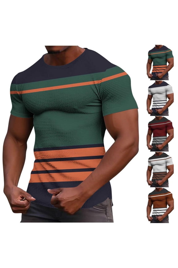 Men'S Extended Size Loose Fit Elastic Print T-Shirt for Casual Spring Summer Daily Lounge Wear, 5XL