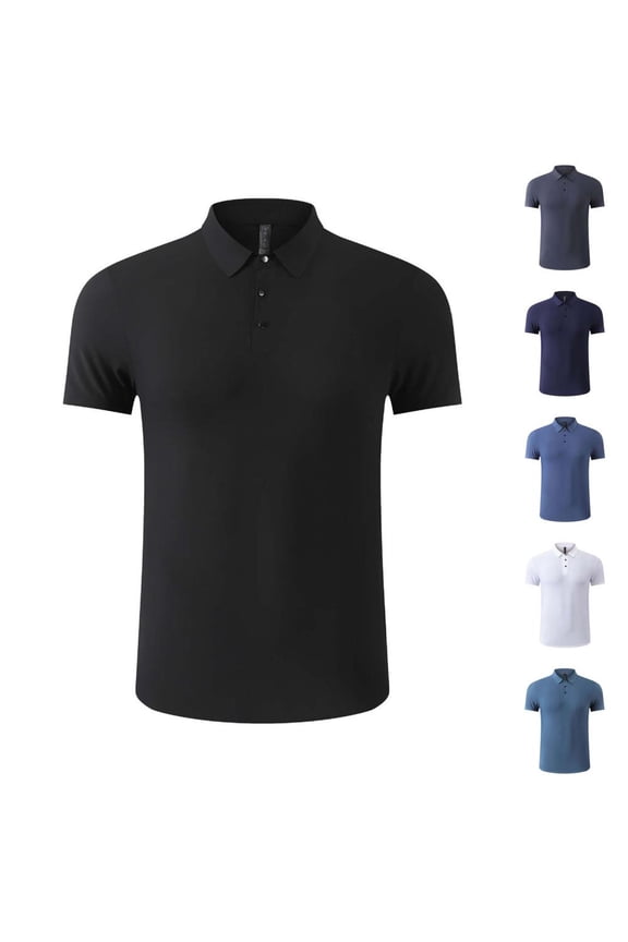 Men'S Lapel Collar Performance T-Shirt, Seamless Breathable Quick-Dry Advanced Fabric Technology for Casual & Athletic Wear, Comfort Fit Classic Solid Top, L