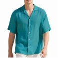 thumbnail image 1 of Bxsruta Men'S Short Sleeve Button Down Shirt， Lightweight Stretch Poplin， Casual Comfort Fit Loose Shirt for Everyday Wear, L, 1 of 5