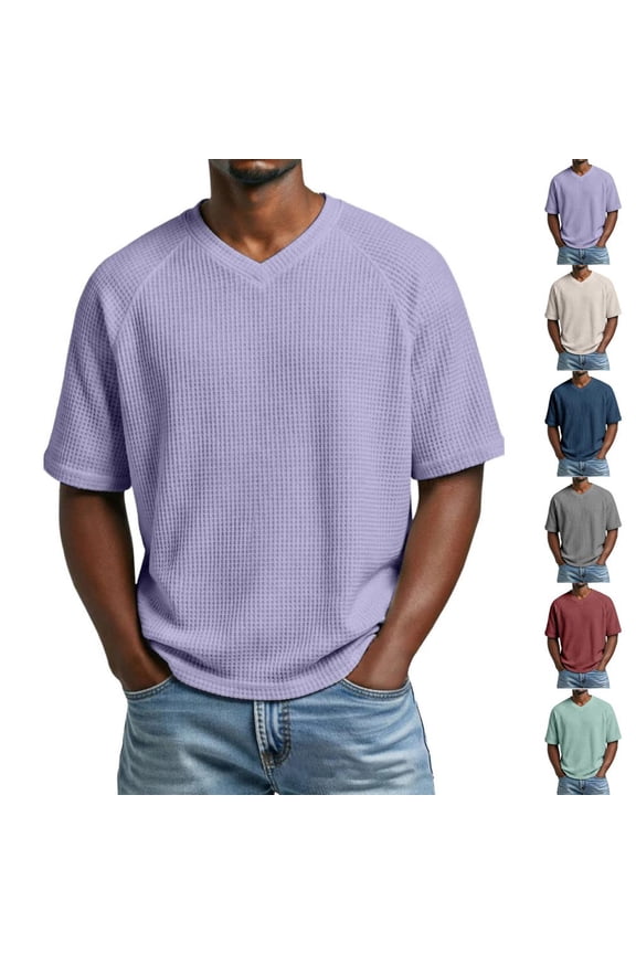 Men'S V-Neck Short Sleeve Performance Shirt, Soft & Breathable Polyester Spandex Blend for Workout & Casual Wear, Multi-Pack, M