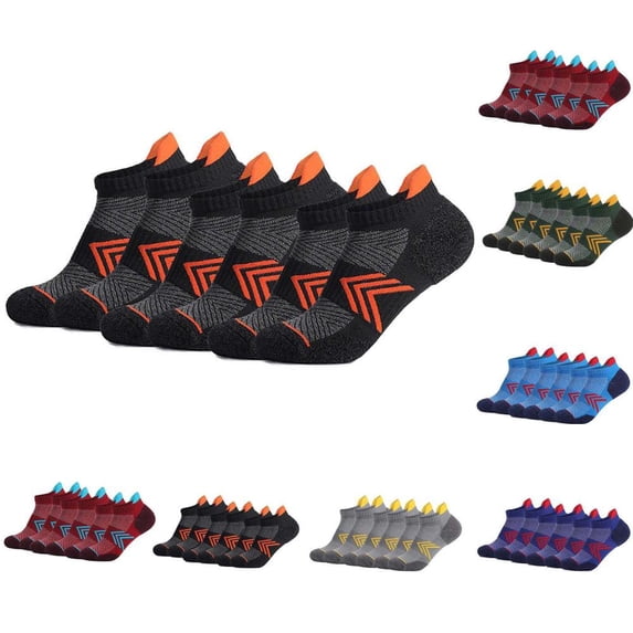 Bxsruta Men's 6-Pack Moisture Wicking Ankle Socks Breathable Cushioned Running Socks for Athletic Sports