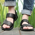 thumbnail image 1 of Bxsruta Men's Breathable Open-Toe Sandals with Anti-Slip Rubber Sole, Durable Leather Upper for Beach/Outdoor Summer Activities, 1 of 8