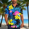 thumbnail image 1 of Bxsruta Men's Casual Hawaiian Short Sleeve Button Down Shirt Tropical Palm Tree Print Beach Shirt for Summer Vacation, 1 of 7