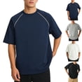 thumbnail image 1 of Bxsruta Men's Casual Raglan Short Sleeve Crew Neck Loose Fit Pullover Top Comfortable Sport Daily T Shirt, 1 of 6