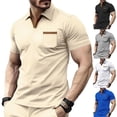 thumbnail image 1 of Bxsruta Men's Casual Short Sleeve Polo Shirt with Pocket Breathable Slim Fit Daily Wear Top, 1 of 8