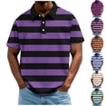 thumbnail image 1 of Bxsruta Men's Casual Striped Short Sleeve Shirt Breathable Polyester Spandex Comfortable Pullover Top, 1 of 6