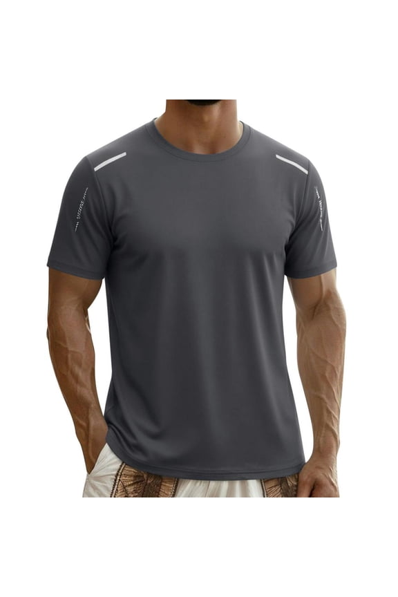 Men's Cooling Ice Silk Athletic T-Shirt - Quick Dry Nylon Spandex Short Sleeve Gym Top with Reflective Stripes