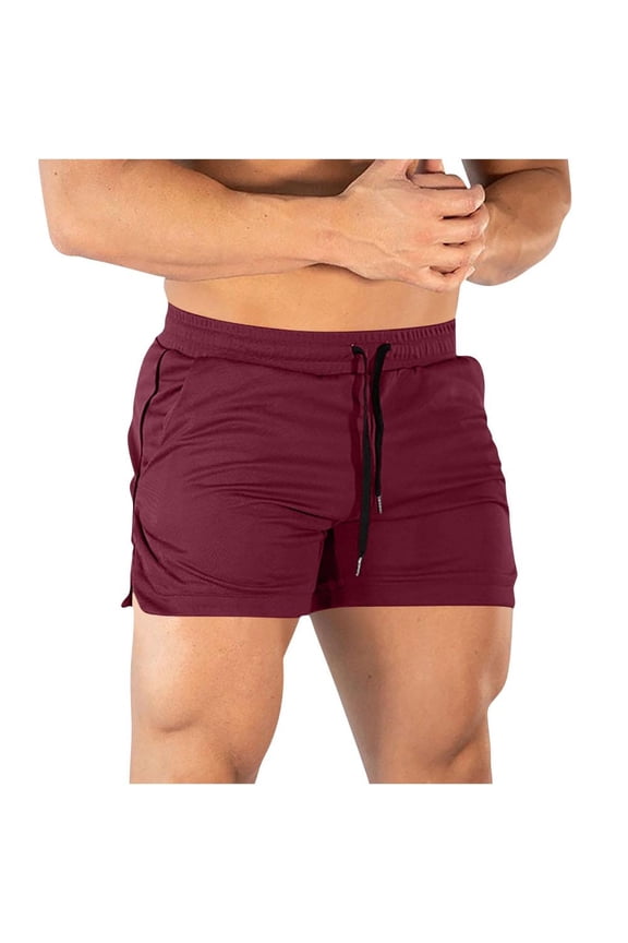 Men's Extended Sizes Compression Workout Shorts, Quick-Dry Breathable Mesh with Elastic Waist for Running Training Active Wear